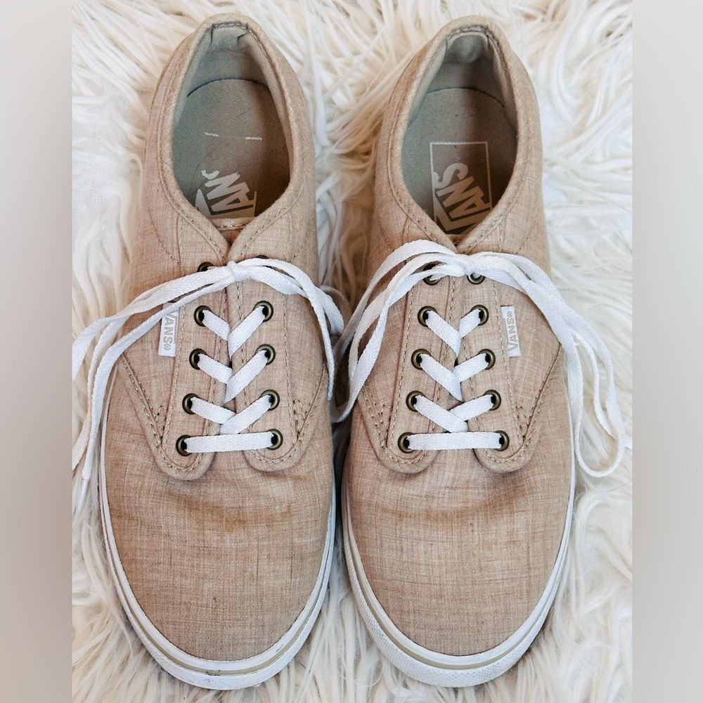 VANS Atwood Low-top Laced Sneakers, Tan Fabric, Women’s 8